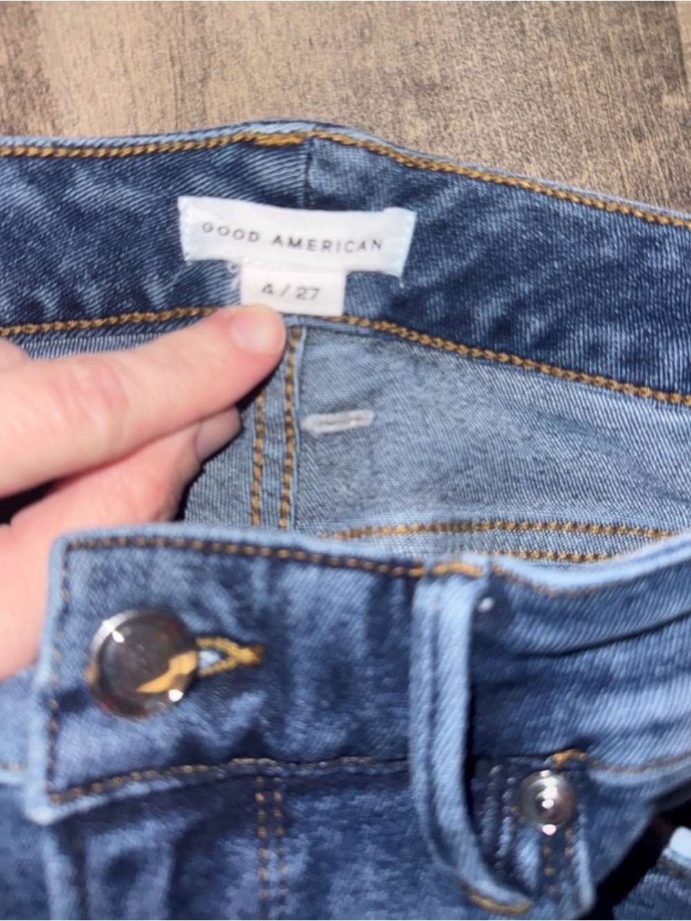 Good American Good Long Jean Shorts Sz 4/27 High Rise Cutoff Frayed NWOT - Picture 3 of 5